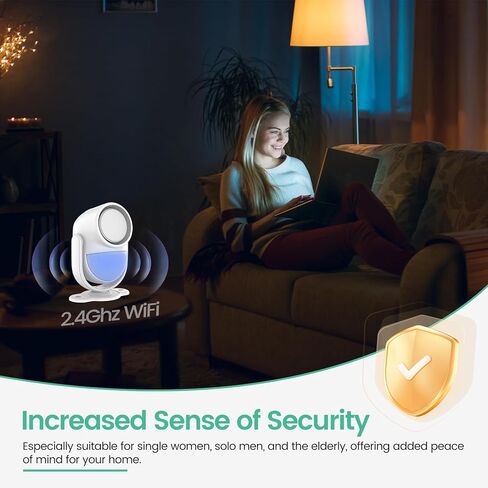 PANACARE 125db Loud Motion Sensor Alarm Indoor Wireless Infrared Security Motion Detector with Siren Light/Remote Control /3*AA Battery for Home/Shed/Garage in Kuwait