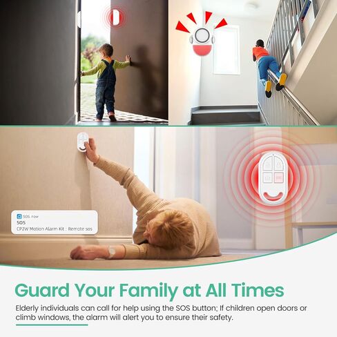 PANACARE 125db Loud Motion Sensor Alarm Indoor Wireless Infrared Security Motion Detector with Siren Light/Remote Control /3*AA Battery for Home/Shed/Garage in Kuwait