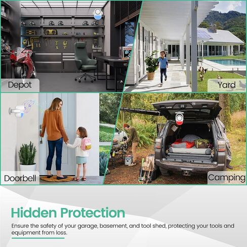 PANACARE 125db Loud Motion Sensor Alarm Indoor Wireless Infrared Security Motion Detector with Siren Light/Remote Control /3*AA Battery for Home/Shed/Garage in Kuwait