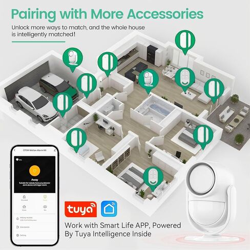 PANACARE 125db Loud Motion Sensor Alarm Indoor Wireless Infrared Security Motion Detector with Siren Light/Remote Control /3*AA Battery for Home/Shed/Garage in Kuwait