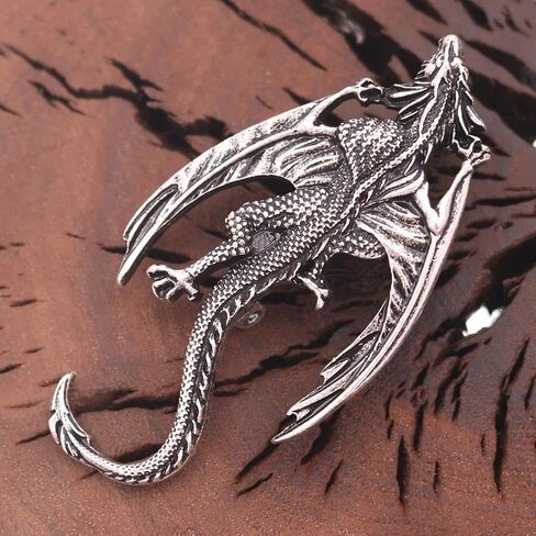 Retro Gothic Medieval Flame Winged Dragon Pin, Men's Street Cool Punk Classic Hip Hop Accessory, Brooch Dragon Personal Charm Jewelry Accessory for Party and Halloween Gifts in Saudi Arabia