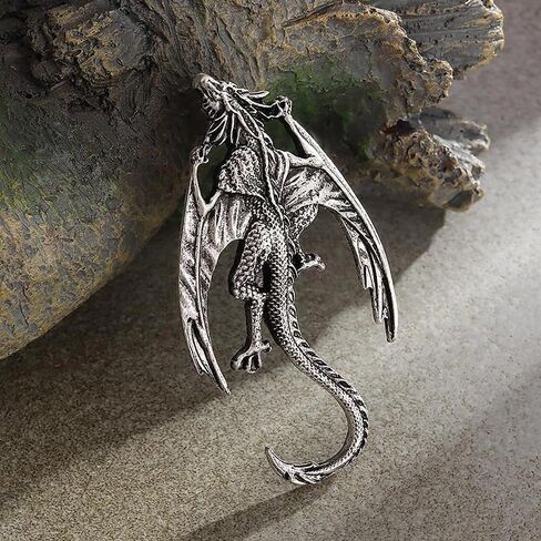 Retro Gothic Medieval Flame Winged Dragon Pin, Men's Street Cool Punk Classic Hip Hop Accessory, Brooch Dragon Personal Charm Jewelry Accessory for Party and Halloween Gifts in Saudi Arabia
