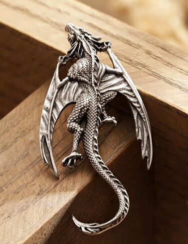 Retro Gothic Medieval Flame Winged Dragon Pin, Men's Street Cool Punk Classic Hip Hop Accessory, Brooch Dragon Personal Charm Jewelry Accessory for Party and Halloween Gifts in Saudi Arabia