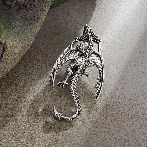 Retro Gothic Medieval Flame Winged Dragon Pin, Men's Street Cool Punk Classic Hip Hop Accessory, Brooch Dragon Personal Charm Jewelry Accessory for Party and Halloween Gifts in Saudi Arabia