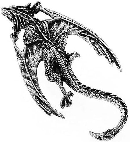Retro Gothic Medieval Flame Winged Dragon Pin, Men's Street Cool Punk Classic Hip Hop Accessory, Brooch Dragon Personal Charm Jewelry Accessory for Party and Halloween Gifts in Saudi Arabia