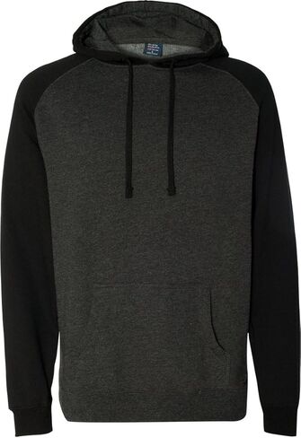 Independent Trading Co Raglan Hooded Sweatshirt. IND40RP - Large - Charcoal Heather / Black in Kuwait
