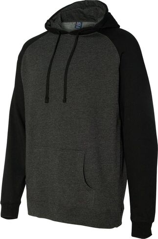 Independent Trading Co Raglan Hooded Sweatshirt. IND40RP - Large - Charcoal Heather / Black in Kuwait