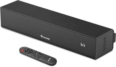 شريط صوت Wohome 2.2 للتلفزيون الذكي مع مكبرات صوت مدمجة، مكبر صوت 32 بوصة قابل للفصل، اتصال بلوتوث 5.3/ARC/بصري/AUX/USB مع إضاءة خلفية ملونة (أسود) in Saudi Arabia