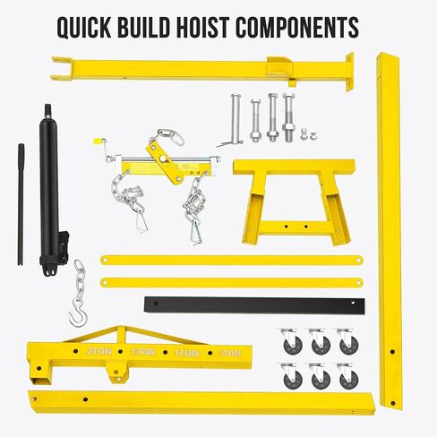 2-Ton Folding Engine Hoist with Leveler, 4400 Lbs Capacity Hydraulic Shop Crane with 6 Casters, Portable Foldable Cherry Picker for Garage, Workshop, Warehouse, Heavy-Duty, Yellow in Saudi Arabia