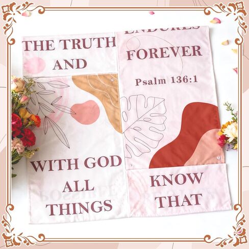 4-Piece Church Banners with Scripture, Boho Decor for Sanctuary Walls, Inspirational Bible Verse Hanging Signs,2 x 6 Feet, Perfect for Worship and Religious Events in Saudi Arabia