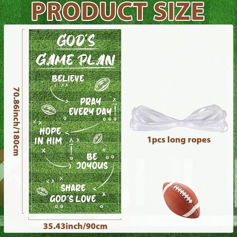 Christian Football Party Decoration Religious Door Cover Football Theme Hanging Banner Christian Style Porch Banner for Match Days Touchdown Sports Birthday Parties Indoor and Outdoor Supplies in Kuwait