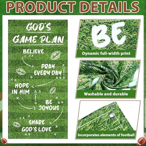 Christian Football Party Decoration Religious Door Cover Football Theme Hanging Banner Christian Style Porch Banner for Match Days Touchdown Sports Birthday Parties Indoor and Outdoor Supplies in Kuwait