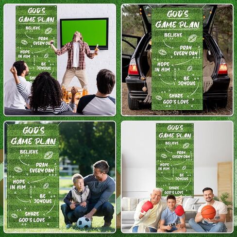 Christian Football Party Decoration Religious Door Cover Football Theme Hanging Banner Christian Style Porch Banner for Match Days Touchdown Sports Birthday Parties Indoor and Outdoor Supplies in Kuwait