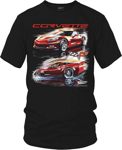 تي شيرت Wicked Metal Corvette C6 Red Blur، 100% قطن، كم قصير، أسود، M-5XL in Kuwait