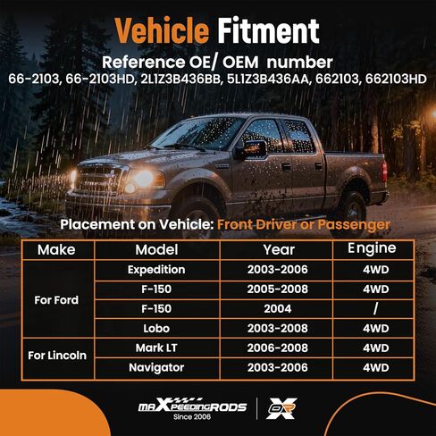 مجموعة عمود المحور الأمامي من maxpeedingrods لسيارة Ford Expedition 03-06، F-150 04-08، Lobo 03-08، Lincoln Mark LT 06-08، Navigator 03-06، 4.2L 4.6L 5.4L، 4WD، الجانب الأيسر أو الأيمن، استبدال # 2L1Z3B436BB in Saudi Arabia