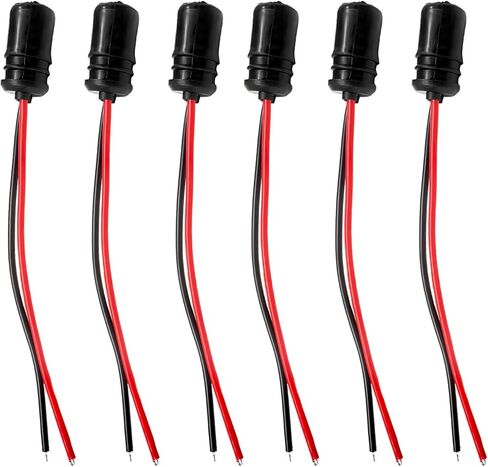 6 PCS T10 Extension Harness Plug Connector, 194 W5W LED Bulbs Socket with 4.33" Wire Harness, Side Marker Light Socket Pre-Wired Connector for 158 161 168 175 194 Bulb (T10-12BK01) in Saudi Arabia