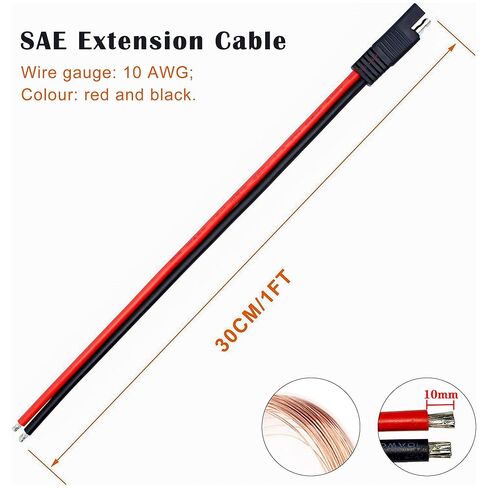 2 Pack 10AWG SAE Plug to 2Pin Cable Extension Quick Disconnect Connector with 1FT Disconnect Plug for Solar Panel Car Motorcycle in Kuwait