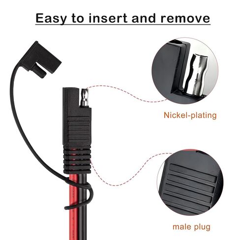2 Pack 10AWG SAE Plug to 2Pin Cable Extension Quick Disconnect Connector with 1FT Disconnect Plug for Solar Panel Car Motorcycle in Kuwait
