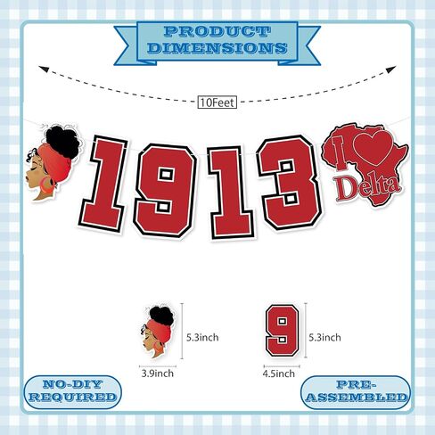 1913 دلتا نادي نسائي راية - لا DIY 1913 دلتا نادي نسائي زينة للنساء السود نادي نسائي جمعية لوازم الحفلات بريق in Kuwait