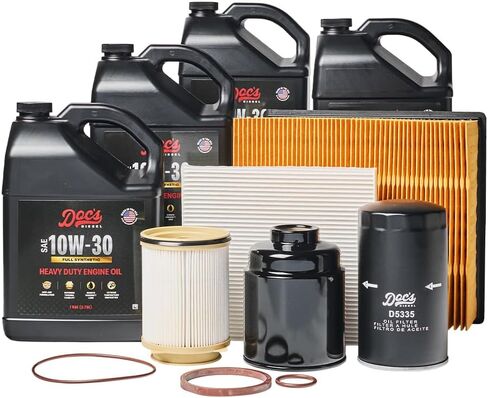 Doc's Diesel 5W-40 Full Synthetic Oil + Filter Maintenance Kit DGF410+DGF401+D5335+DPA6314+D3705+DOCS5W40-3 | Compatible with RAM 6.7L Cummins 2500, 3500, 4500, 5500 2013-2018 in Saudi Arabia