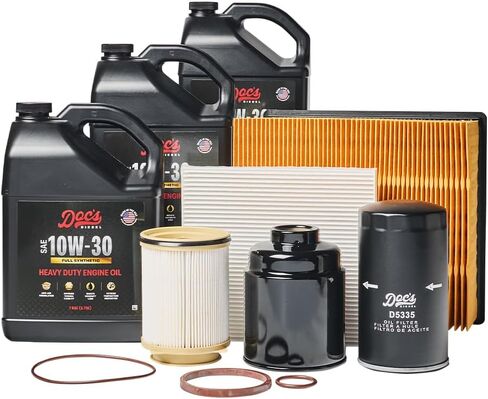 Doc's Diesel 5W-40 Full Synthetic Oil + Filter Maintenance Kit DGF410+DGF401+D5335+DPA6314+D3705+DOCS5W40-3 | Compatible with RAM 6.7L Cummins 2500, 3500, 4500, 5500 2013-2018 in Saudi Arabia