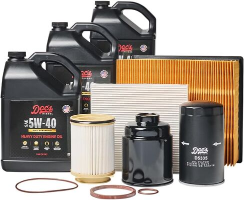 Doc's Diesel 5W-40 Full Synthetic Oil + Filter Maintenance Kit DGF410+DGF401+D5335+DPA6314+D3705+DOCS5W40-3 | Compatible with RAM 6.7L Cummins 2500, 3500, 4500, 5500 2013-2018 in Saudi Arabia
