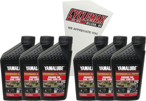 ستة عبوات متوافقة مع محرك Yamaha Yamalube Golf Car Engine 10W-30 LUB-10W30-GG-12 تحتوي على ستة كوارت وقمع in Saudi Arabia