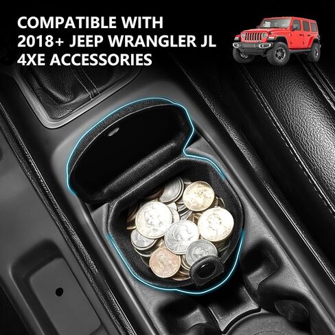 حامل عملات معدنية منظم لوحدة التحكم المركزية لملحقات Jeep Wrangler JL 4xe Gladiator JT، حامل أكواب منظم للعملات المعدنية، حامل تغيير لملحقات Jeep Wrangler 2018-2026 in Saudi Arabia