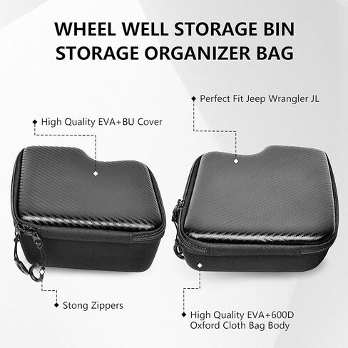 Wheel Well Storage Bin for 2018-2023 Jeep Wrangler JL JLU 4XE Accessories, Rear Trunk Side Storage Box Cargo Organizer Cargo Tray for Wrangler JL 4 Door Accessories, With Lid in Saudi Arabia