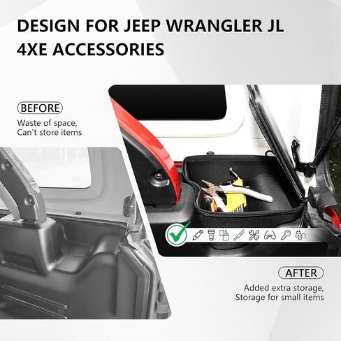 Wheel Well Storage Bin for 2018-2023 Jeep Wrangler JL JLU 4XE Accessories, Rear Trunk Side Storage Box Cargo Organizer Cargo Tray for Wrangler JL 4 Door Accessories, With Lid in Saudi Arabia