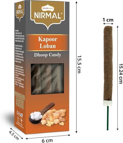 شوبكارت نيرمال كابور لوبان (الكافور اللبان) عصي ​​حلوى دهوب - 20 عود. بخور سميك وصلب من الراتنج للتنقية الروحية المكثفة والبوجا وإزالة الطاقة السلبية وطقوس الهافان in Saudi Arabia