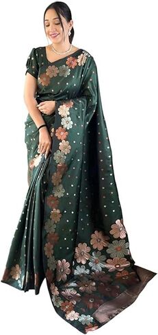 ساري حريري كانجيفارام باناراسي للسيدات من MAHEK، كانشيبورام ريتش بالو، نمط زهرة in Kuwait