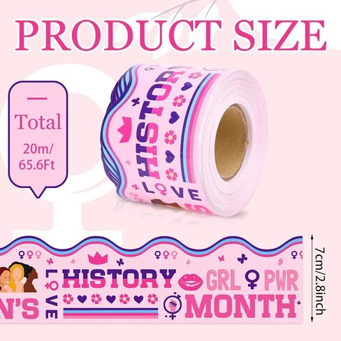 65.6 Ft Women's History Month Bulletin Board Border Pink Inspirational Women's Day Scalloped Die Cut Border Trim Roll for Feminist Party Home Classroom Wall Decoration in Saudi Arabia