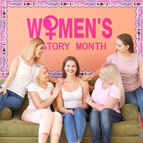 65.6 Ft Women's History Month Bulletin Board Border Pink Inspirational Women's Day Scalloped Die Cut Border Trim Roll for Feminist Party Home Classroom Wall Decoration in Saudi Arabia