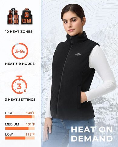 Topdot Fleece Women's Heated Vest with Battery Pack 16000mAh 7.4V, Heated Vest for Women with10-Heated Zones for Outdoor Work in Kuwait