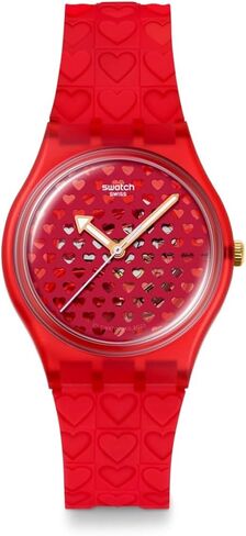 Swatch Gent Unisex Casual Valentines Watch Bio-sourced Red Quartz Water Resistant Love in Scarlet in Saudi Arabia