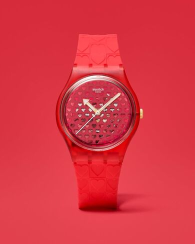 Swatch Gent Unisex Casual Valentines Watch Bio-sourced Red Quartz Water Resistant Love in Scarlet in Saudi Arabia