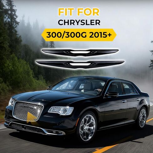 طقم غطاء شعار أسود متوافق مع كرايسلر 300 300C - تراكبات الشارات الأمامية والخلفية 2015-2022 2023 in Kuwait