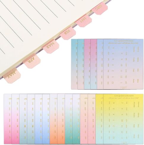 20Sheets Planner Monthly Tabs, Self Adhesive Tabs Monthly Tab for Planner Colorful Month Adhesive Index Tab Month Separator Stickers for Planners Office Study Organizations(Gradient) in Saudi Arabia