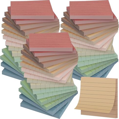 48 Pack Lined Sticky Notes 3x3 in, 8 Colors Self Sticky Notes with Lines, Post Stickies Colorful Sticky Memo Note Pads for School and Office Supplies, Multicolor in Saudi Arabia
