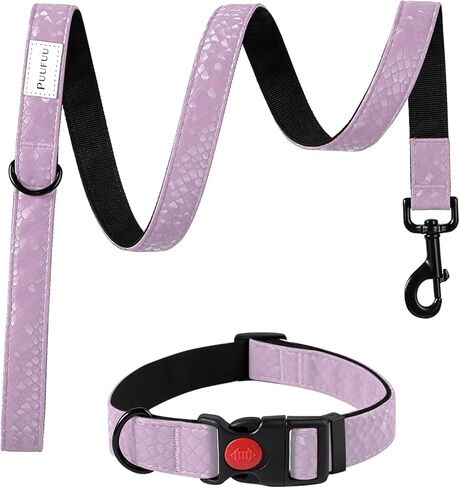 Soft Leather 4ft Dog Collar and Leash Set,Stylish 4ft PU Leather Dog Training Leash, Adjustable Durable Pet Collars with Quick Release Buckle for Large Dogs,Medium Dogs,Blue in Saudi Arabia
