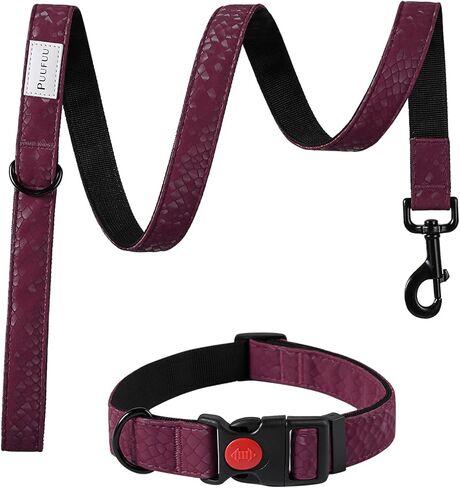 Soft Leather 4ft Dog Collar and Leash Set,Stylish 4ft PU Leather Dog Training Leash, Adjustable Durable Pet Collars with Quick Release Buckle for Large Dogs,Medium Dogs,Blue in Saudi Arabia