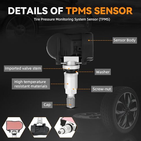 مستشعر TPMS للأجزاء الكهربائية من DEAL، مبرمج مسبقًا، 4 قطع 315 ميجا هرتز مستشعر مراقبة ضغط الإطارات مبرمج مسبقًا، متوافق مع Hyundai Accent Sonata Santa Fe Kia Cadenza Optima Soul، 52933-3N000 in Saudi Arabia