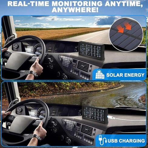 RV Trailer Tire Pressure Monitoring System,TPMS with 8 Sensors,Tire Pressure Monitor w/Color LCD Display,Signal Booster,6 Alert Modes,Long Sensing Distance,0-188PSI,for Travel Trailer/5th Wheel/Camper in Kuwait