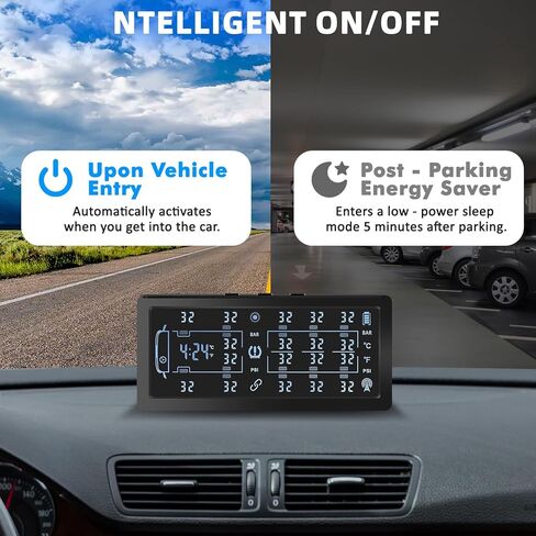 RV Trailer Tire Pressure Monitoring System,TPMS with 8 Sensors,Tire Pressure Monitor w/Color LCD Display,Signal Booster,6 Alert Modes,Long Sensing Distance,0-188PSI,for Travel Trailer/5th Wheel/Camper in Kuwait