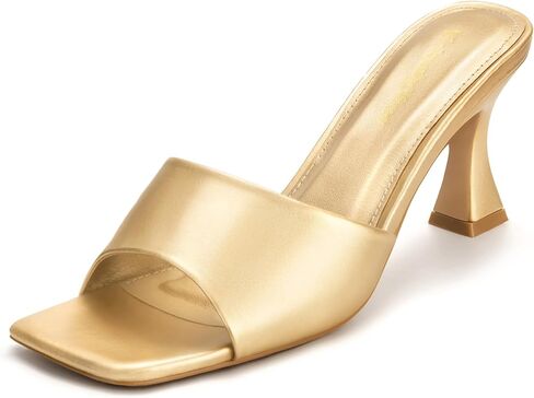 Womens Kitten Heeled Sandals Square Open Toe Mesh Slip On Heels Casual Party Dress Shoes for Women in Kuwait