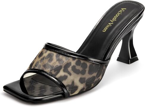 Womens Kitten Heeled Sandals Square Open Toe Mesh Slip On Heels Casual Party Dress Shoes for Women in Saudi Arabia