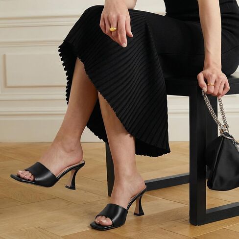 Womens Kitten Heeled Sandals Square Open Toe Mesh Slip On Heels Casual Party Dress Shoes for Women in Saudi Arabia