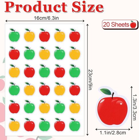 720 قطعة من ملصقات التفاح للأطفال، ملصقات التفاح الملونة، ملصق تفاح صغير للمعلمين يكافئون العودة إلى المدرسة، ديكورات الفصول الدراسية in Kuwait