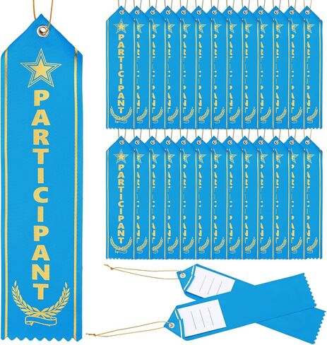 50 Pcs Award Ribbon 8" x 2" Prizes Ribbons with Event Card and String Prize Gift for School Competitions Sports Meets Tournaments Competitions Party Home Study Supplies(Participant) in Saudi Arabia